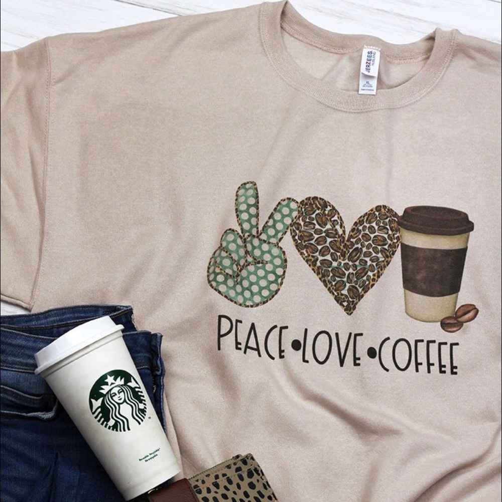 Peace, Love, Coffee Tee